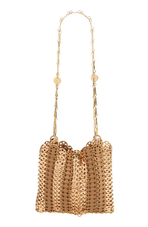 Shop Rabanne Sac Metal & Leather Shoulder Bag In Cappucino/gold