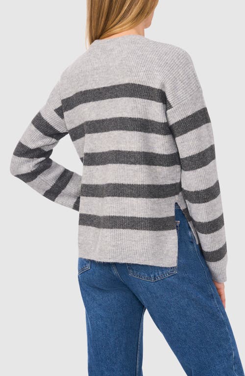 Shop Halogenr Halogen(r) Stripe Crewneck Sweater In Light Grey/heather Grey