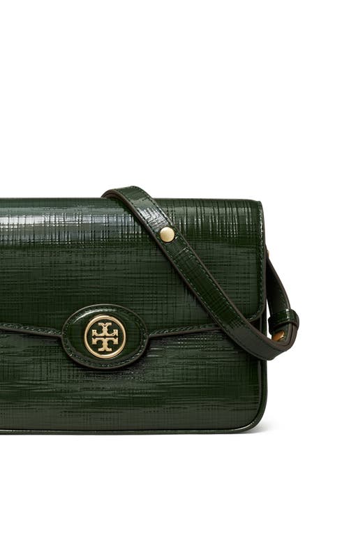 Shop Tory Burch Robinson Crosshatched Leather Convertible Crossbody Bag In Dark Everglade