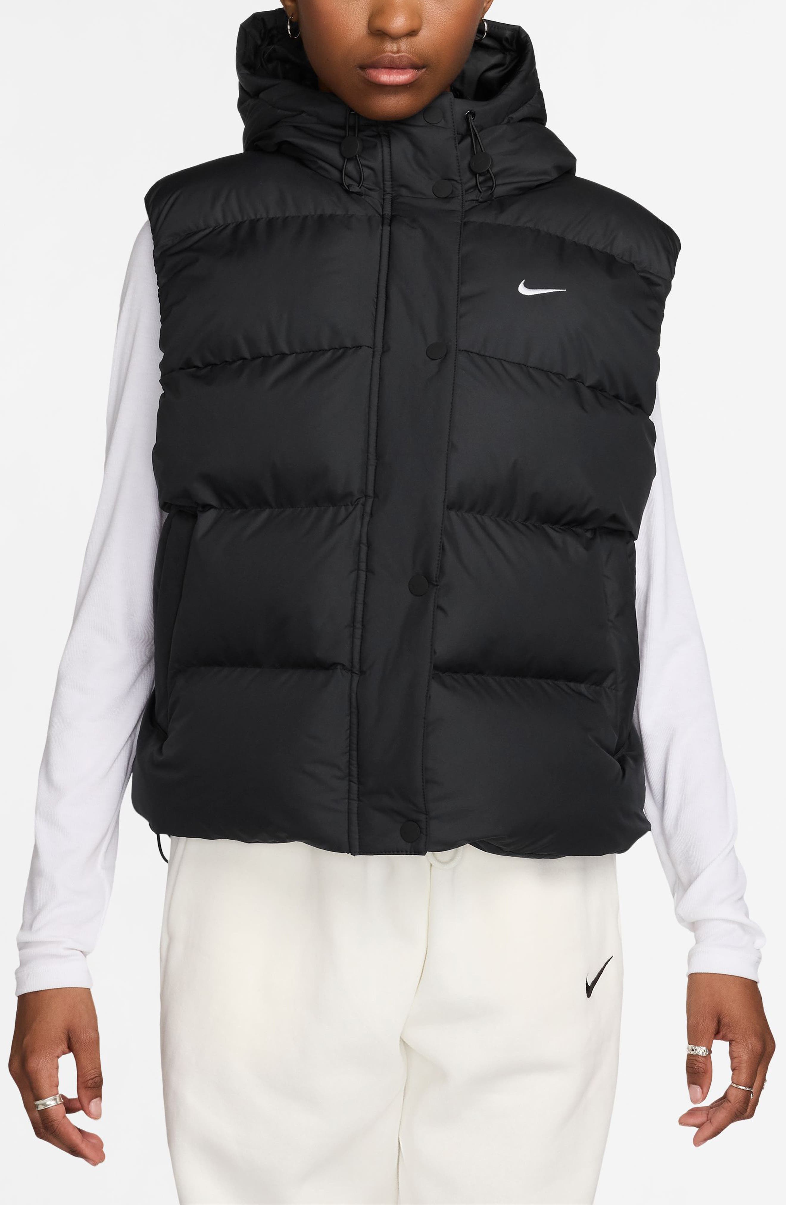 Nike Therma-FIT Hooded Puffer Vest in Black/white Cover