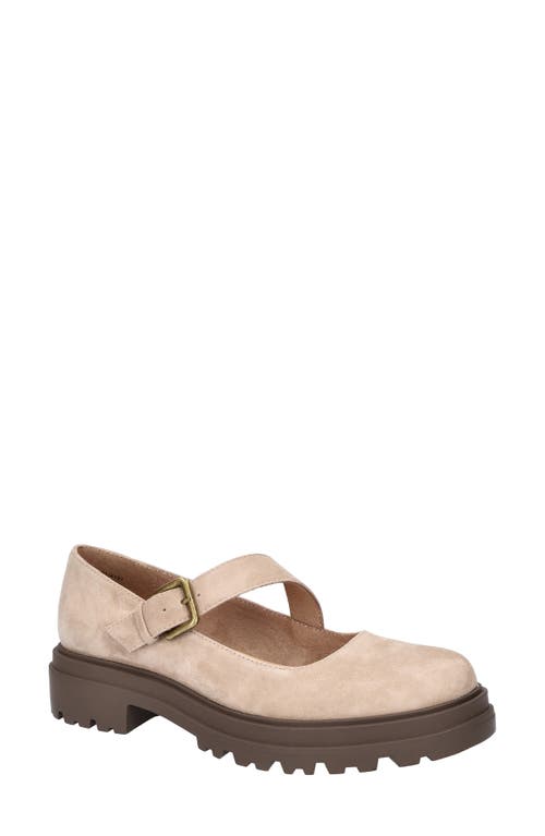 Shop Bella Vita Quincy Mary Jane Flat In Almond Kidsuede Leather