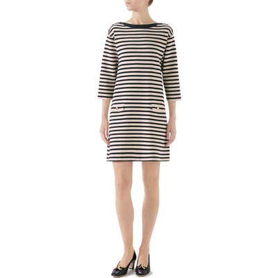 Gucci Stripe Knit Wool Dress, Ivory