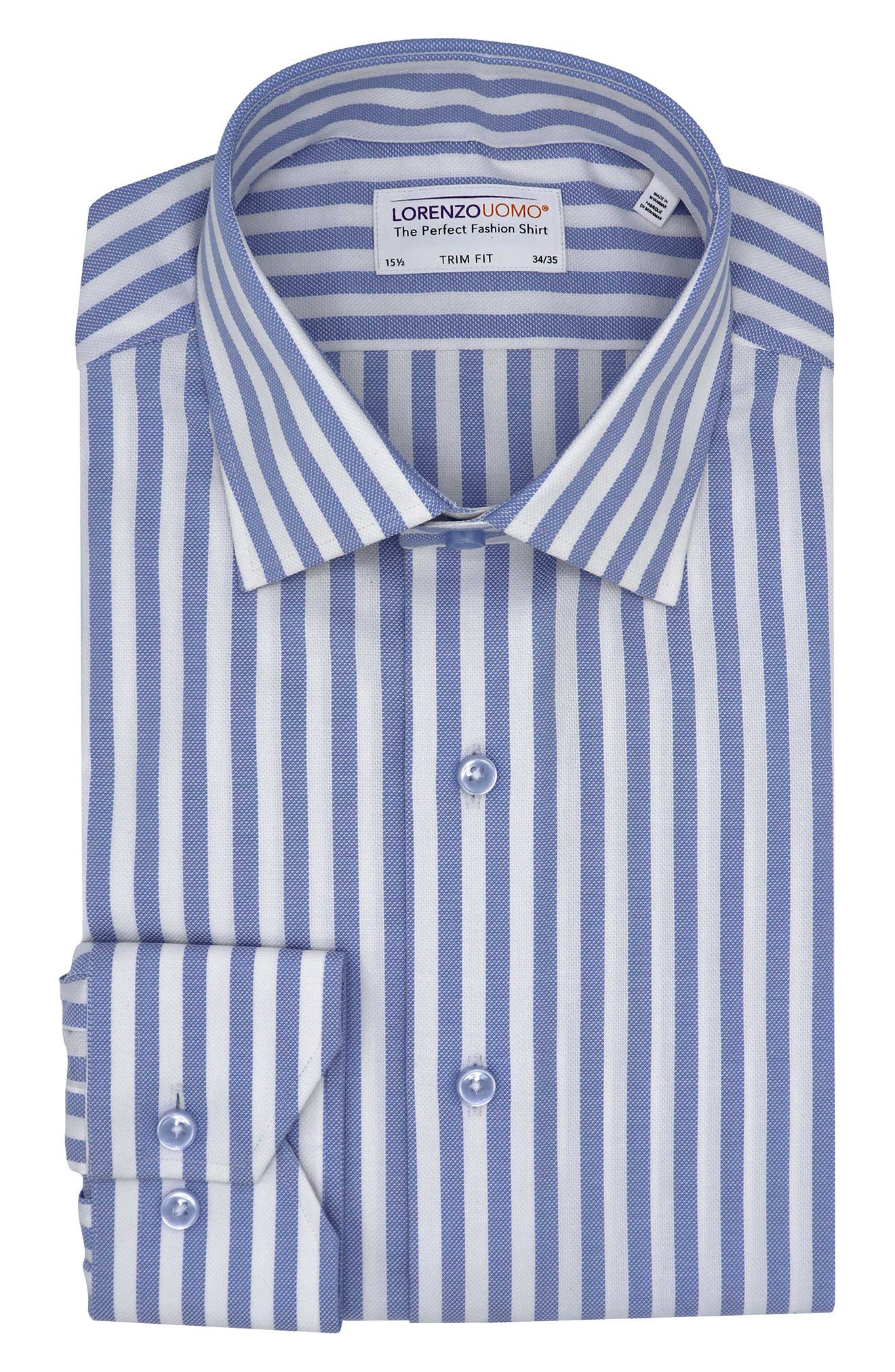 Wide Stripe Stretch Cotton Dress Shirt 