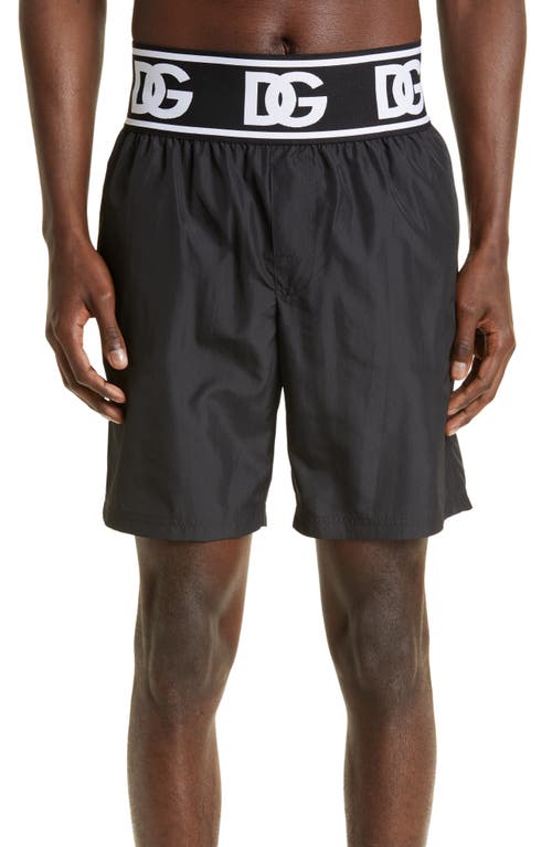 Dolce & Gabbana Logo Swim Trunks Black at Nordstrom,