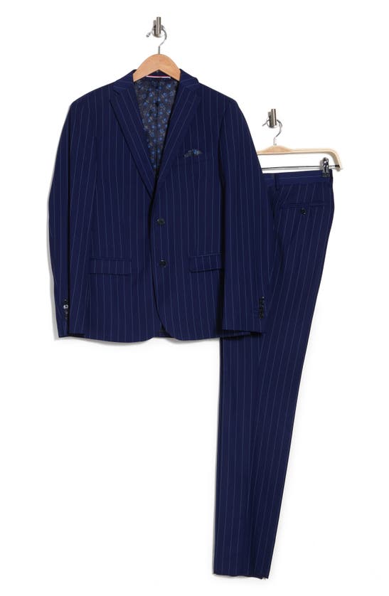 Soul Of London Two-piece Pinstripe Suit In Navy