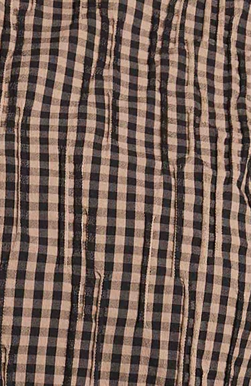 Foxcroft Carolina Crinkled Gingham Cotton Blend Shirt Jacket In Almond/black
