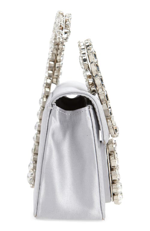 Shop L'alingi Crystal Spiral Handle Satin Clutch In Silver