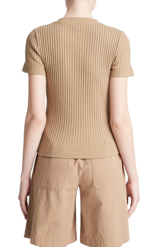 Shop Vince Rib Crewneck T-shirt In Cocoon