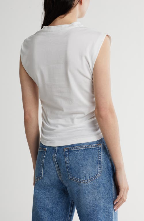 Renee C Ruched Side Muscle Tee In White