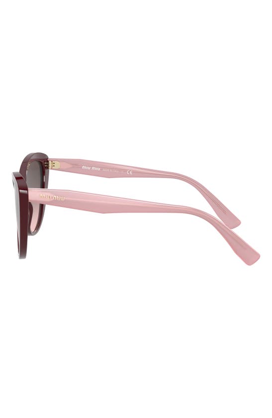 Miu Miu 55mm Gradient Cat Eye Sunglasses In Bordeaux / Pink Gradient Grey