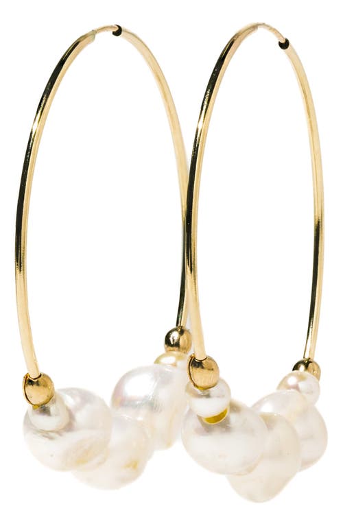 Tefnut Freshwater Pearl Hoop Earrings in Gold