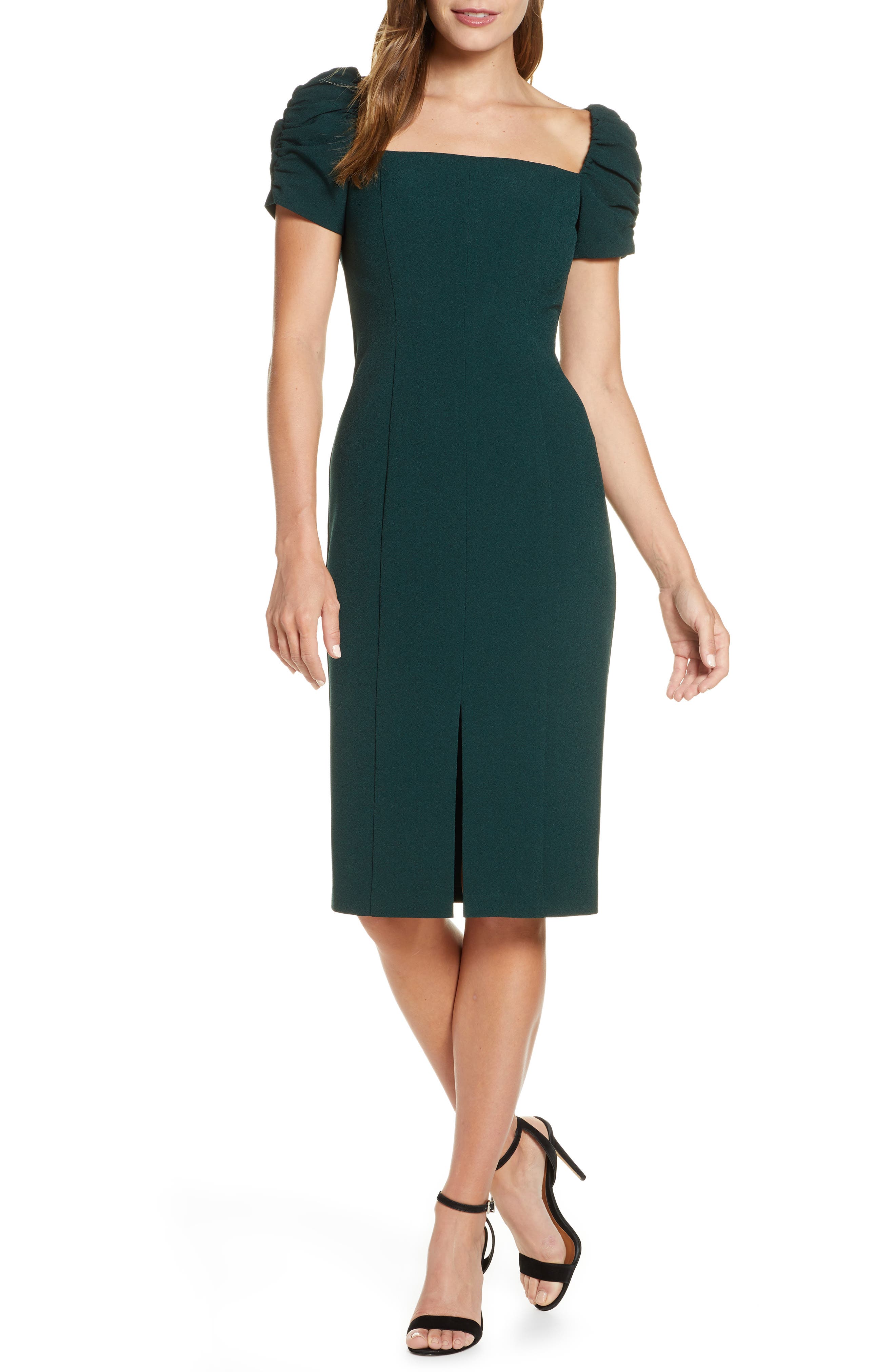 square neck sheath dress