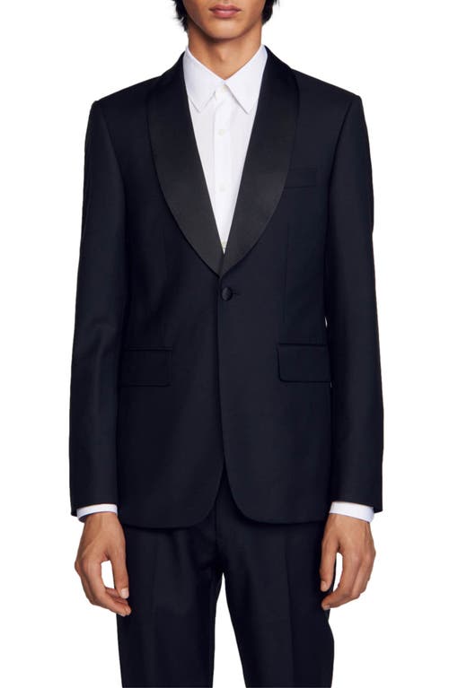 sandro Wool Blend Tuxedo Jacket Black at Nordstrom,