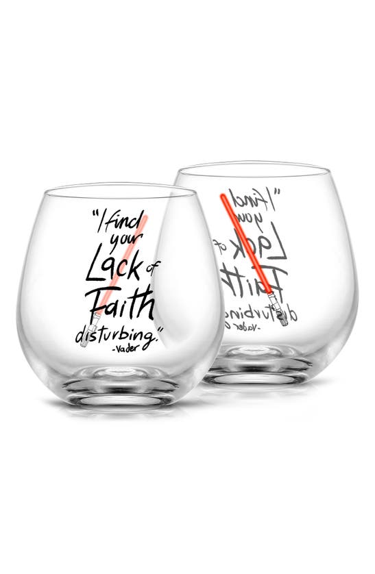 Joyjolt Lightsaber Stemless Drinking Glassware In Clear/ Red