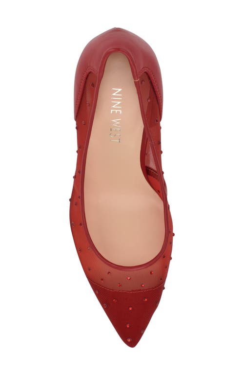 Nine West Exxtra Pointed Toe Pump In Red Mesh