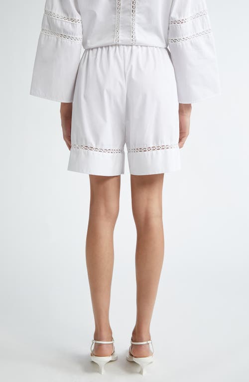 Shop Bite Studios Repose Crochet Trim Organic Cotton Shorts In White