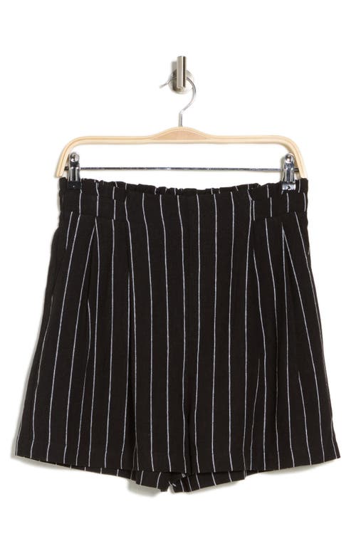 Shop Adrianna Papell Stripe Pleated Shorts In Black White Stripe