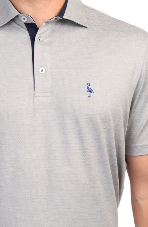 Tailorbyrd Mélange Mesh Performance Polo In Light Grey