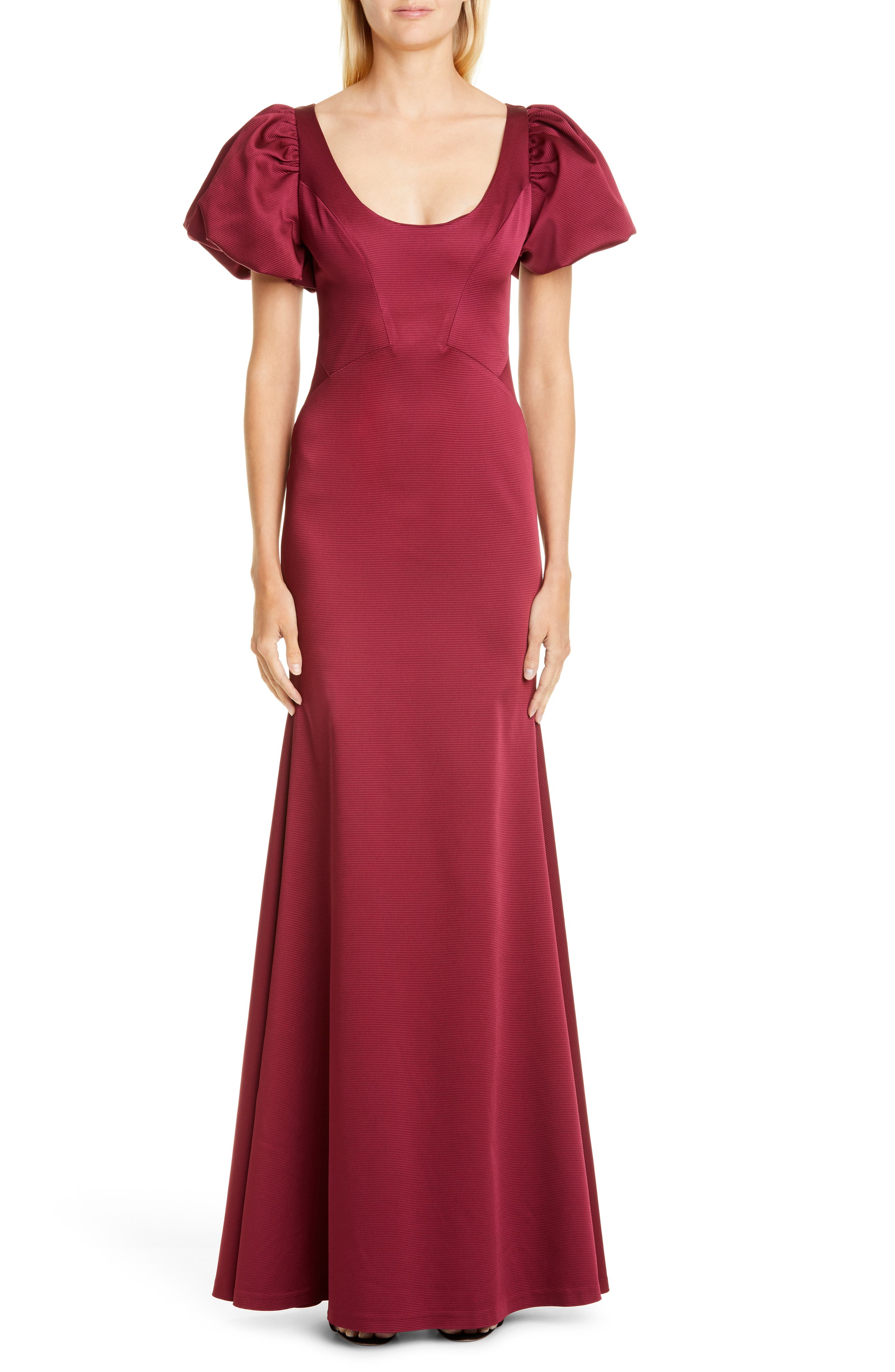 Zac Zac Posen Erin Scoop Neck Gown, Red