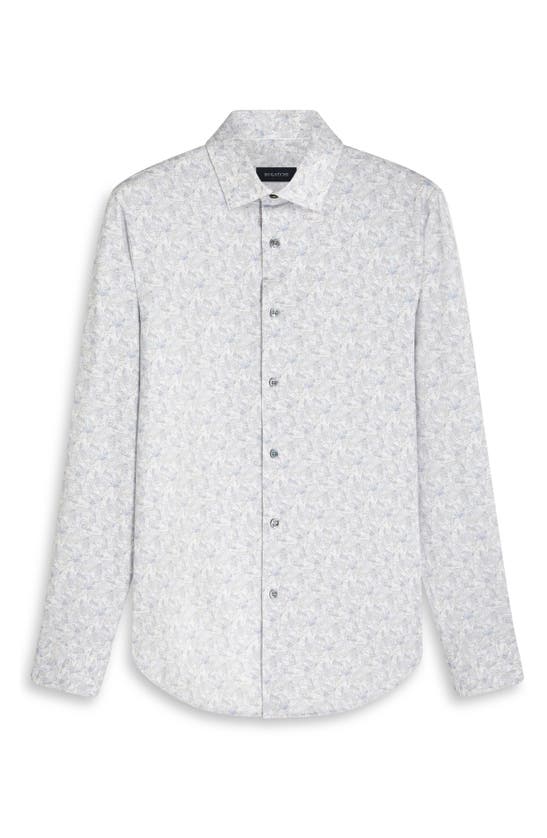 Shop Bugatchi James Ooohcotton® Geometric Print Button-up Shirt In Platinum