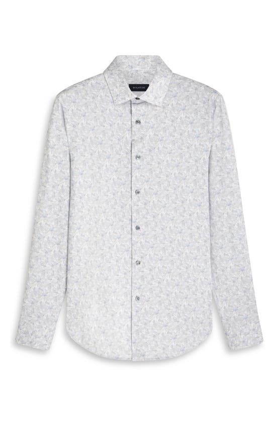 Bugatchi James Ooohcotton® Geometric Print Button-up Shirt In Platinum
