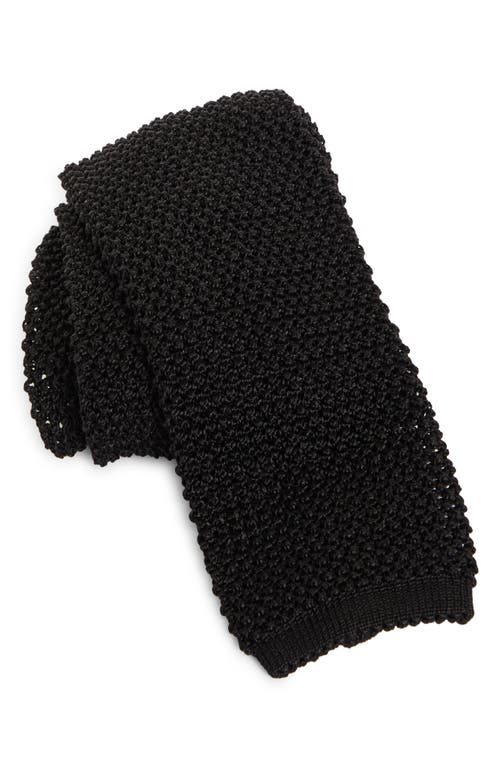 Shop Ralph Lauren Purple Label Silk Knit Skinny Tie In Black