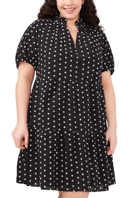 Cece Floral Tiered Babydoll Dress In Rich Black ModeSens