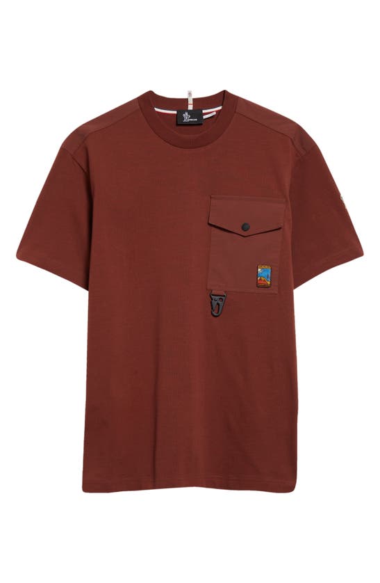 Shop Moncler Grenoble Utility Pocket Heavy Cotton Jersey T-shirt In Hot Chocolate