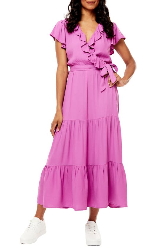 Love By Design Marylin Ruffle Crepe Maxi Dress In Radiant Orchid