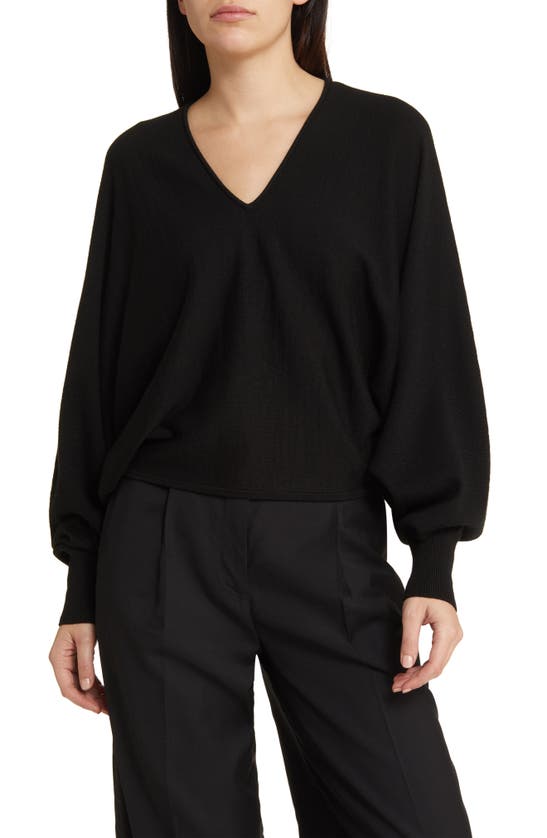 Cos Batwing Sleeve Merino Wool Sweater In Black