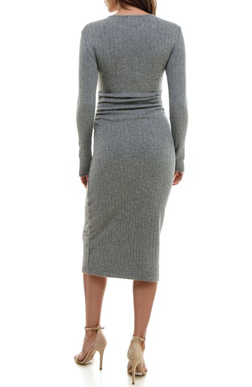 Shop Socialite Long Sleeve Rib Dress In Heather Grey