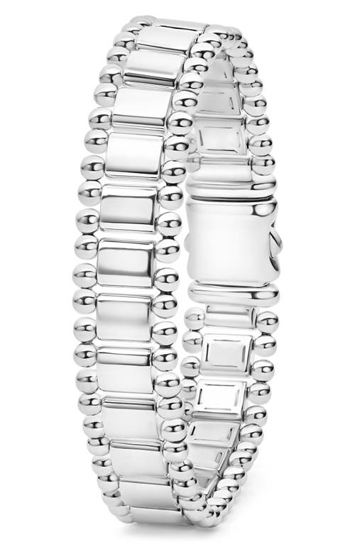 Shop Lagos Anthem Caviar Lined Bracelet In Silver