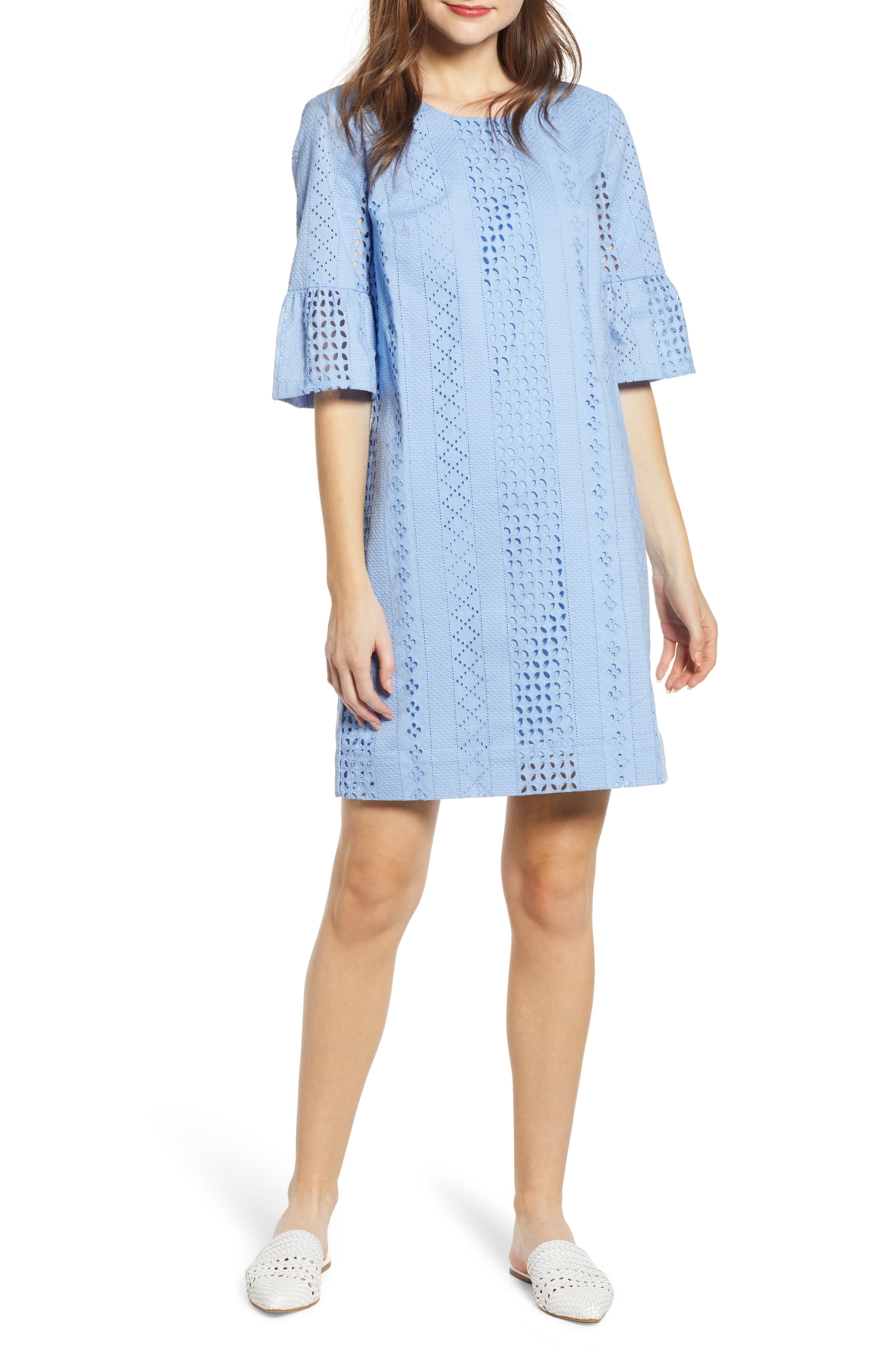 J.crew Flutter Sleeve Eyelet Dress, Blue
