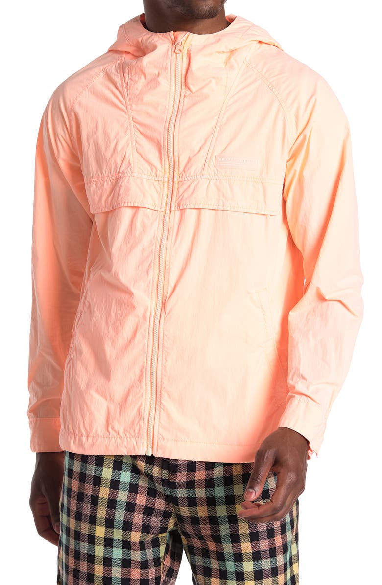 SCOTCH AND SODA Hooded Lightweight Windbreaker Jacket, Main, color, 2537-FLUO ORANGE