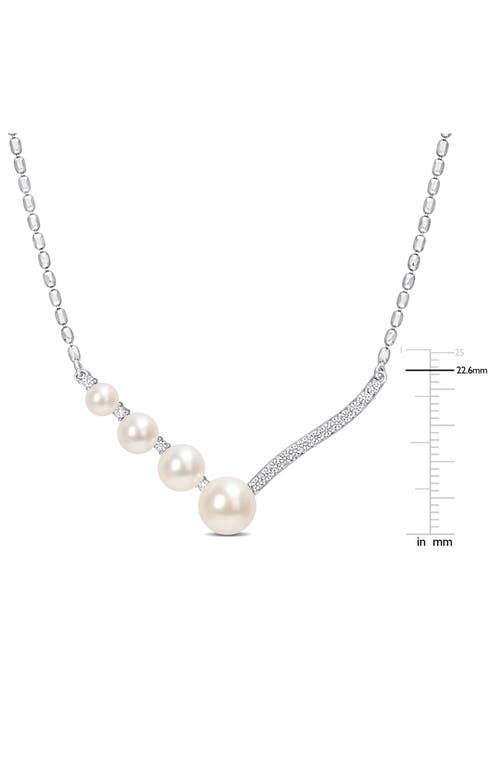 Delmar 14k White Gold & Sterling Silver 7–7.5mm Cultured Freshwater Pearl & Lab Created White Sapphi In White/silver