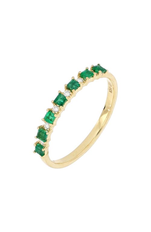 El Mar Emerald & Diamond Stacking Ring in 18Ky
