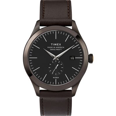 Timex American Documents Leather Strap Watch, 41Mm