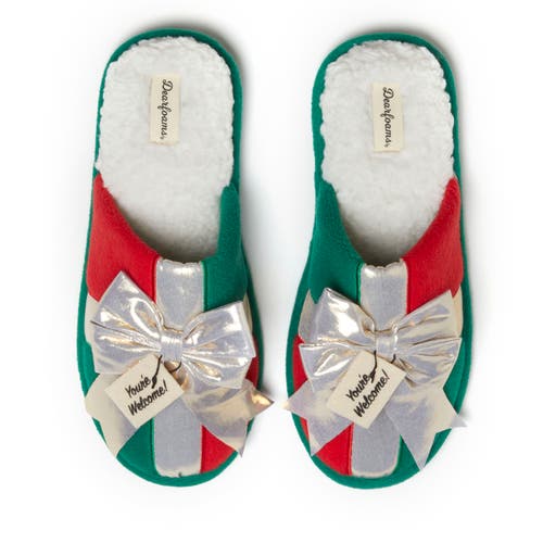 Shop Dearfoams Novelty Holiday Christmas Scuff Slipper In Red Multi