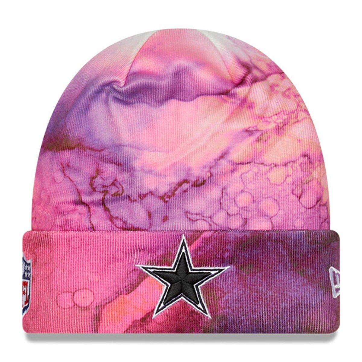 Men's New Era Pink Dallas Cowboys 2022 NFL Crucial Catch Knit Hat