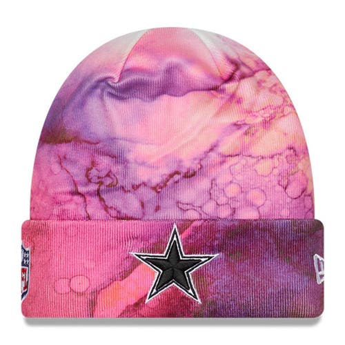 Men's New Era Pink Dallas Cowboys 2022 NFL Crucial Catch Knit Hat