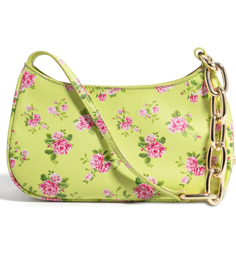 HOUSE OF WANT Newbie Vegan Leather Shoulder Bag, Main, color, GREEN FLORAL
