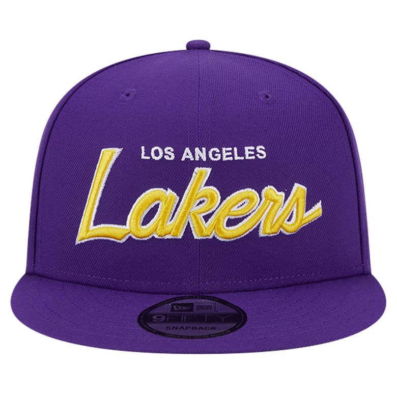 Shop New Era Purple Los Angeles Lakers Evergreen Script Side Patch 9fifty Snapback Hat