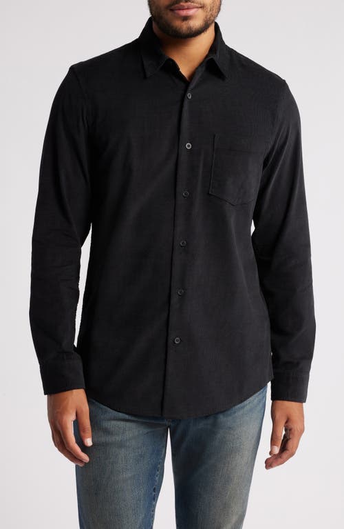 Nordstrom Trim Fit Fine Wale Corduroy Button-up Shirt In Black