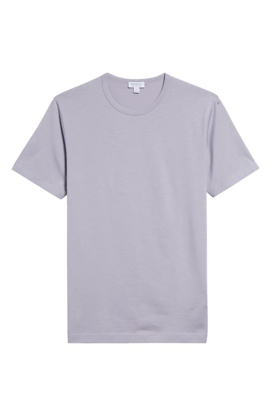 Shop Sunspel Cotton Crewneck T-shirt In Lavender