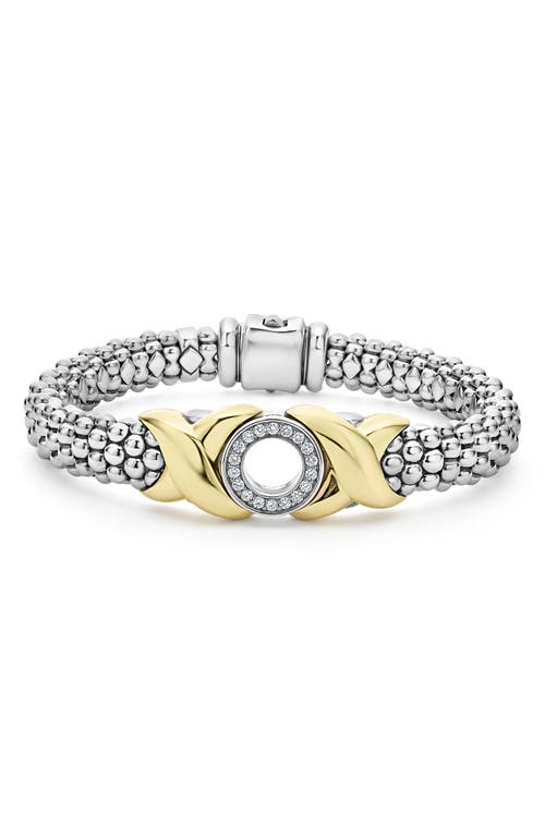 Shop Lagos Embrace Xo Pavé Diamond Caviar Bracelet In Gold/silver