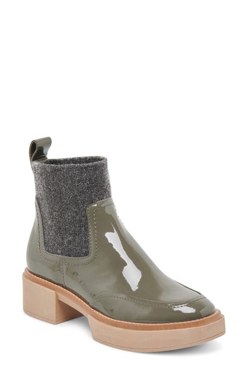 Shop Dolce Vita Saline H2o Waterproof Platform Bootie In Dark Olive Patent Leather H2o