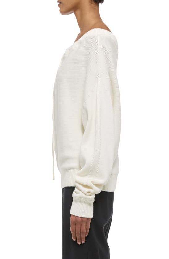 Shop Helmut Lang Organic Cotton Drawstring Neck Sweater In Ivory