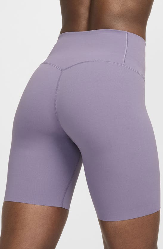 Shop Nike Zenvy Gentle Support High Waist Bike Shorts In Daybreak/black
