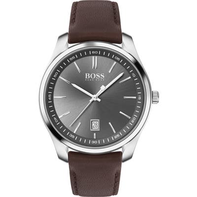 Boss Circuit Leather Strap Watch, 42Mm