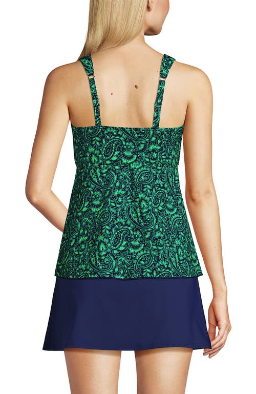 Shop Lands' End Flutter Scoop Neck Tankini Top In Navy/emerald Decor Paisley